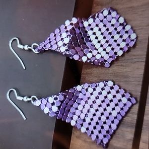 Sequin Purple Long Tassel Earrings